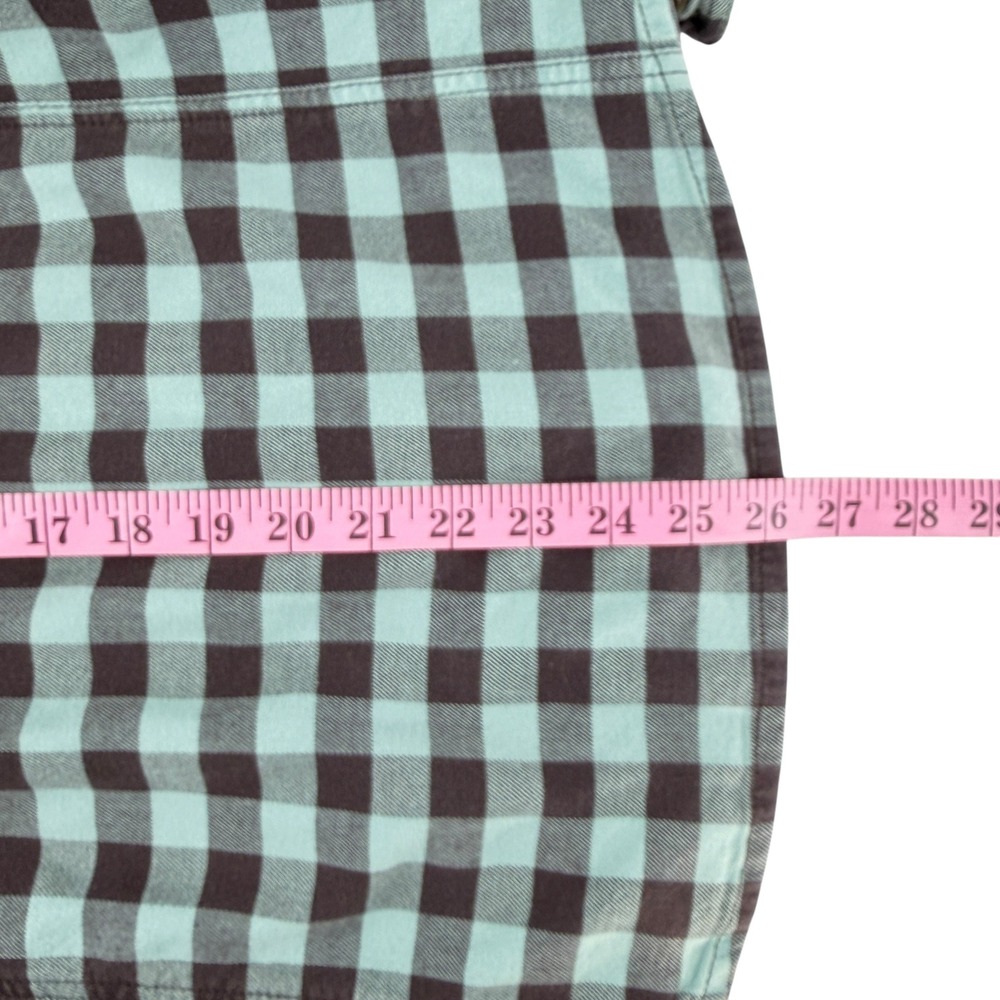 Carhartt Plaid Button Down Women L 12/14 Mint Brown Cotton Stretch Long Sleeve - Picture 10 of 10